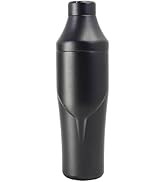 Lexenic Silvery Black Double Wall Cocktail Shaker,24OZ Premium 18/8 Stainless Steel,Effortless Tw...