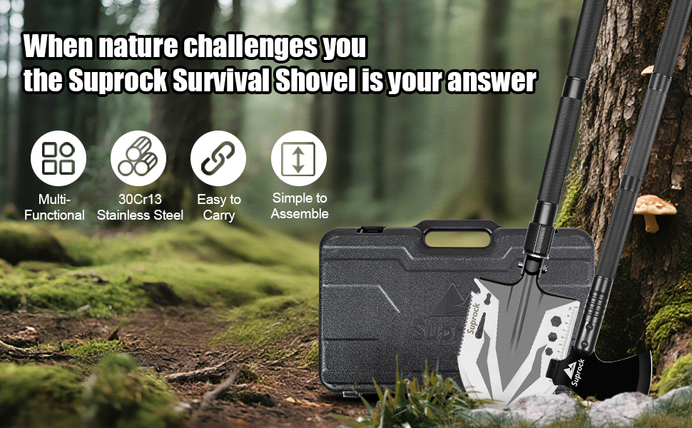 Multi-Function Survival Shovel, Tactical Shovel/Axe Outdoor Camping Tool Set
