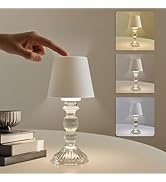 MJ PREMIER Cordless Table Lamp, Small Rechargeable Lamp with Touch Control, 9.5" H, 3 Color Stepl...