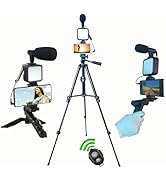 Carrotech for iPhone Vlogging Kit, Vlogging kit for Android Phone Two Tripods with Light and Micr...
