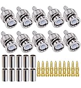 BNC Male Connector TUOLNK BNC Male Plug Crimp Connector 10 pcs for RG6 RG58 RG142 Coaxial Cable B...