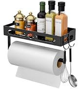 Paper Towel Holder with Shelf for Bathroom, Kitchen Paper Holder Spice Rack Paper Towel Roll Hold...