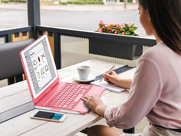 for ipad 9th case with keyboard pink 14