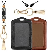 Obookey Teacher Lanyards for ID Badges - Teacher Lanyard with ID Holder, Leopard Print Silicone B...