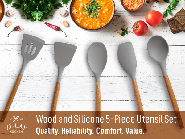 kitchen utensils set cooking utensil sets silicone spoon spoons non toxic tool serving rubber 