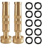 Hourleey Adjustable Twist Hose Nozzle, 4" Heavy-Duty Brass Hose Nozzle with 10 Garden Hose Rubber...