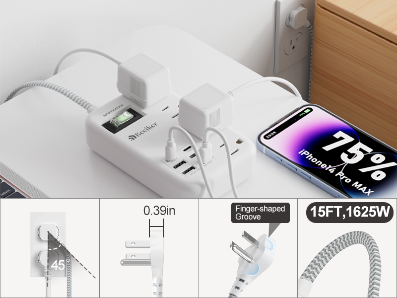 6 usb charging station with 15ft extension cord