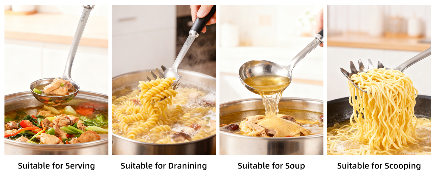 Stainless Steel Soup Ladle and Spaghetti Spoon Set