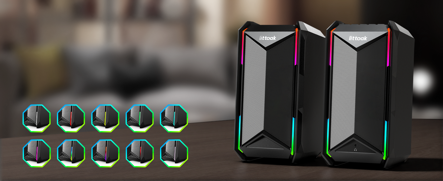10 RGB light computer speakers