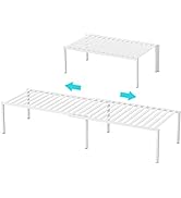 Redrubbit 2 Pack Expandable Cabinet Storage Shelf Rack - Kitchen Counter and Cabinet Shelf - Stee...