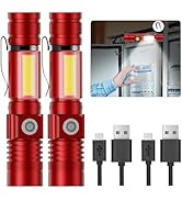 Flashlight USB Rechargeable, Magnetic LED Flashlight, Super Bright LED Tactical Flashlight with C...