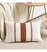 Fancy Homi Set of 1 Rust Boho Long Lumbar Decorative Throw Pillow Cover 12x20 Inch for Couch Bed ...