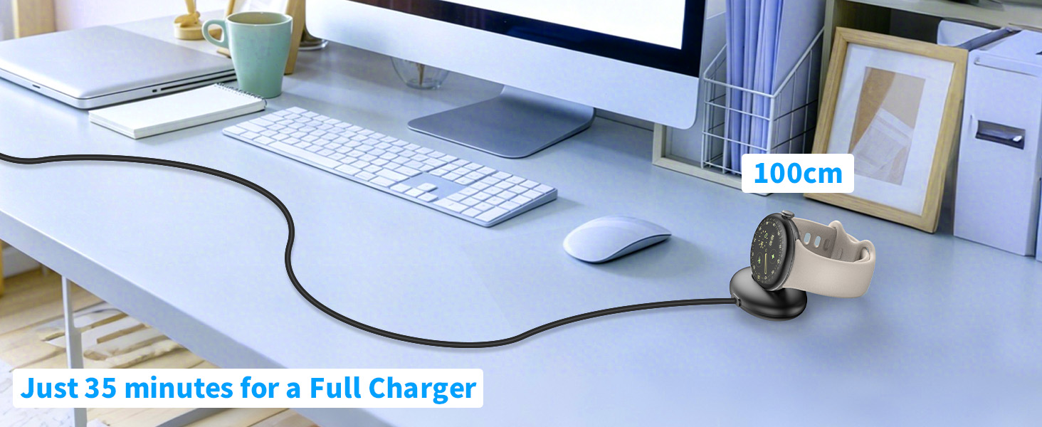 for Pixel Watch 4 Charger Dock, Quick Charging Type-C Charge Cable 3ft 1m black