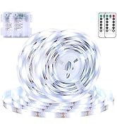 echosari 2 PCS Strip Lights Battery Operated, 9.8Ft 90 LED Strip Lights Self-Adhesive with Remote...