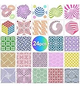 24 Pack Geometric Stencils Painting Art Templates Drawing Stencil Templates for Scrapbooking Cook...