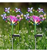 Aukora Birthday Gifts for Women, Solar Garden Lights with Butterflies and Flowers,7 Color Changin...