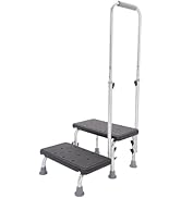 2 Step Stool with Handle for Elderly, Freestanding Medical Foot Stool,Adjustable Handle Height(35...