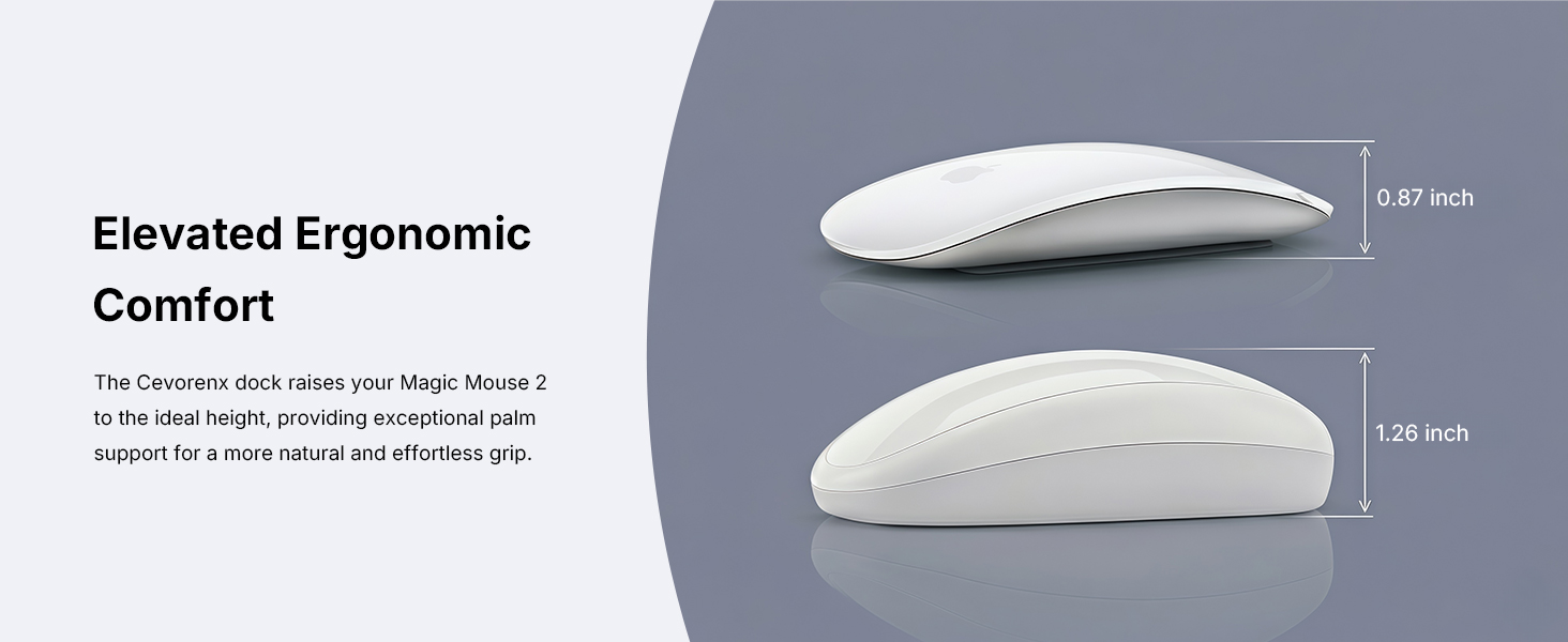 Ergonomic base elevating Magic Mouse for comfort
