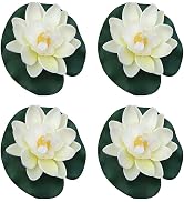 4 Pcs Artificial Floating Foam Lotus Flower with Water Lilys Pad Ornanments,Lifelikes Fake Lotus ...
