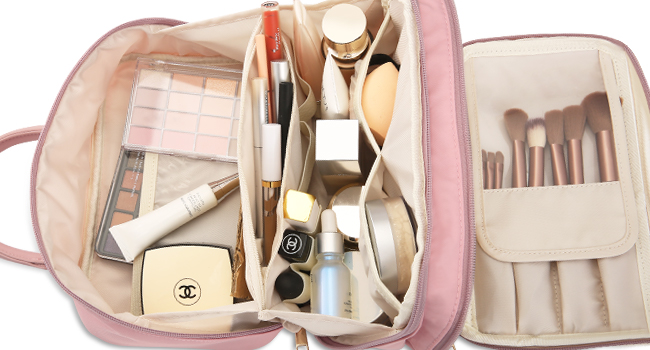 Travel Makeup Bag for Women Fashion Large Capacity Pouch Open Flat Cosmetic Portable Organizer