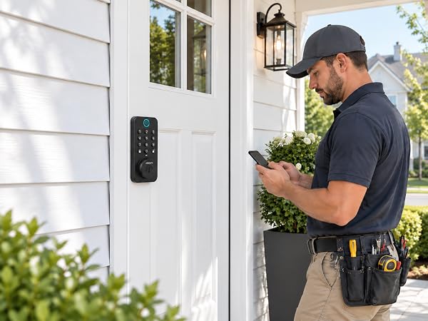 smart door lock with one time keypad passcode for house cleaner