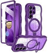 v-Golvin for Galaxy S26 Ultra Case, [Cute Wavy] [Magnetic Stand][Fit for MagSafe][Glitter Card][B...