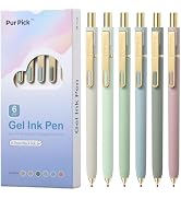 Pur Pick Aesthetic Gel Pens, 6 Pack Quick Dry Black Ink Pens 0.7mm Fine Point Retractable Pens, S...