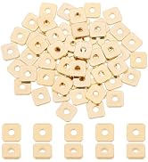 PH PandaHall 60pcs 24K Gold Plated Spacer Beads, Flat Square Loose Beads Metal Square Beads for H...