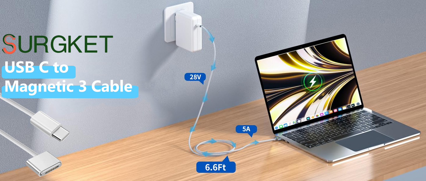 140W USB C to Magnetic 3 Cable