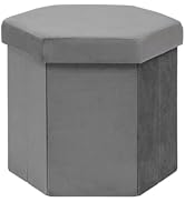 B FSOBEIIALEO Storage Ottoman Cube Hexagonal Pouf Ottomans, Foot Rest Seat for Sofa Footrest Entr...