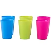 Basicwise QI003475.6 Plastic Reusable Cups 7 OZ Set of 6 (2 red, 2 Green, 2 Blue), 2.75