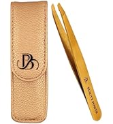 Beauty Power Professional Tweezers in Case - Slant, Durable Lightweight German Stainless Steel, U...