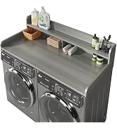 BigPonPon 2-Tier Washer And Dryer Countertop With 2.75"H Guard,54"W x 27.5"D Laundry Countertop C...