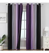 Estelar Textiler Purple and Black Ombre Blackout Curtains for Bedroom, Thermal Insulated Gradient...
