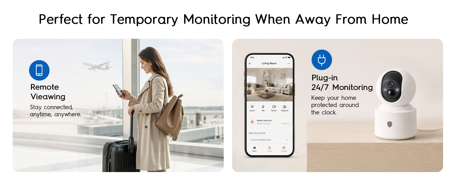 Perfect for Temporary Monitoring When Away From Home