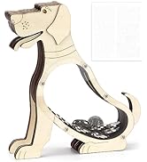 AORCMITN Wooden Dog Piggy Bank Boalord for Boys Kids Girls Clear Real Money Coin Bank Gifts for C...