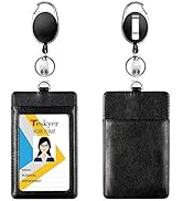 Teskyer 2 Pack Heavy Duty Retractable Badge Holders with Carabiner Reel Clip, Upgraded Retractabl...