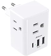 European Travel Plug Adapter - International Plug Adapter with USB Charging Ports(1 USB C), Type ...