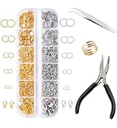 1200PCS Jewelry Making Supplies,Open Jump Rings and Lobster Clasps Jewelry Kit with Jump Ring Pli...