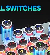 Typewriter Mechanical Gaming Keyboard with Mouse, Metal Panel Retro Keyboard with Round Keycap Bl...