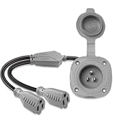 15A,125V AC Shore Power Plug,Waterproof RV Electrical Outlet Receptacle Box Integrated Shore Powe...