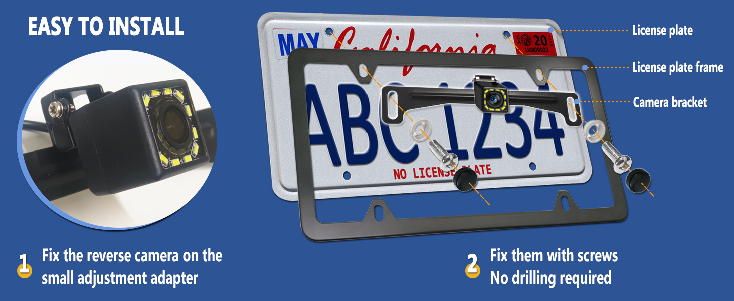 backup camera bracket back up license plate mount rear holder frame black aluminum car tag view
