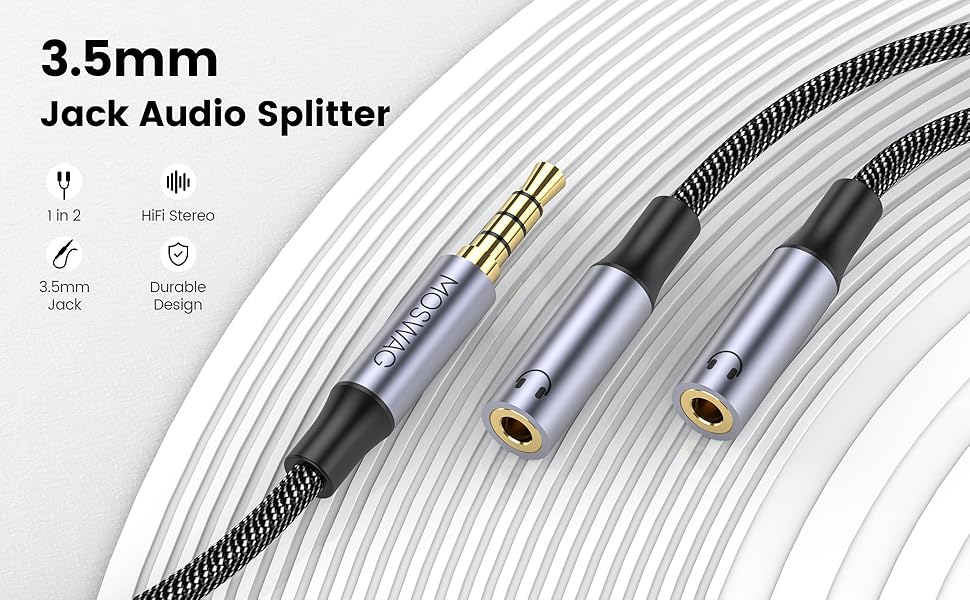USB C to 3.5mm Aux Audio Headphone Splitter