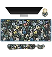 ARTSO Keyboard Mouse Pad Set, Extended Mouse Pad with Keyboard Wrist Rest Support, Memory Foam Er...