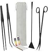 NEPTONION 6 in 1 Aquascaping Tool Kit with PH Tester, Black Steel Aquatic Landscaping Equipment P...
