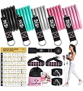 Resistance Bands with Handles for Women, 5 Level Exercise Bands Workout Bands for Physical Therap...