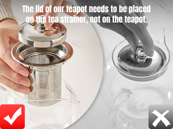 Glass Teapot Stovetop 22 OZ/650ml, Tea pot with Removable 18/8 Stainless Steel Infuser
