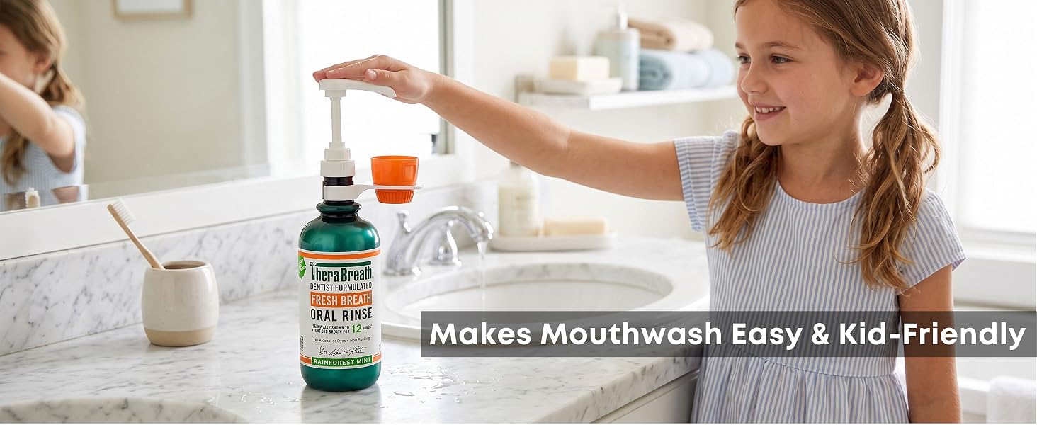 Mouthwash Dispenser Pump with Cup Holder Set
