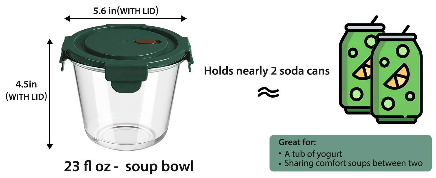 23oz glass lunch containers with lids