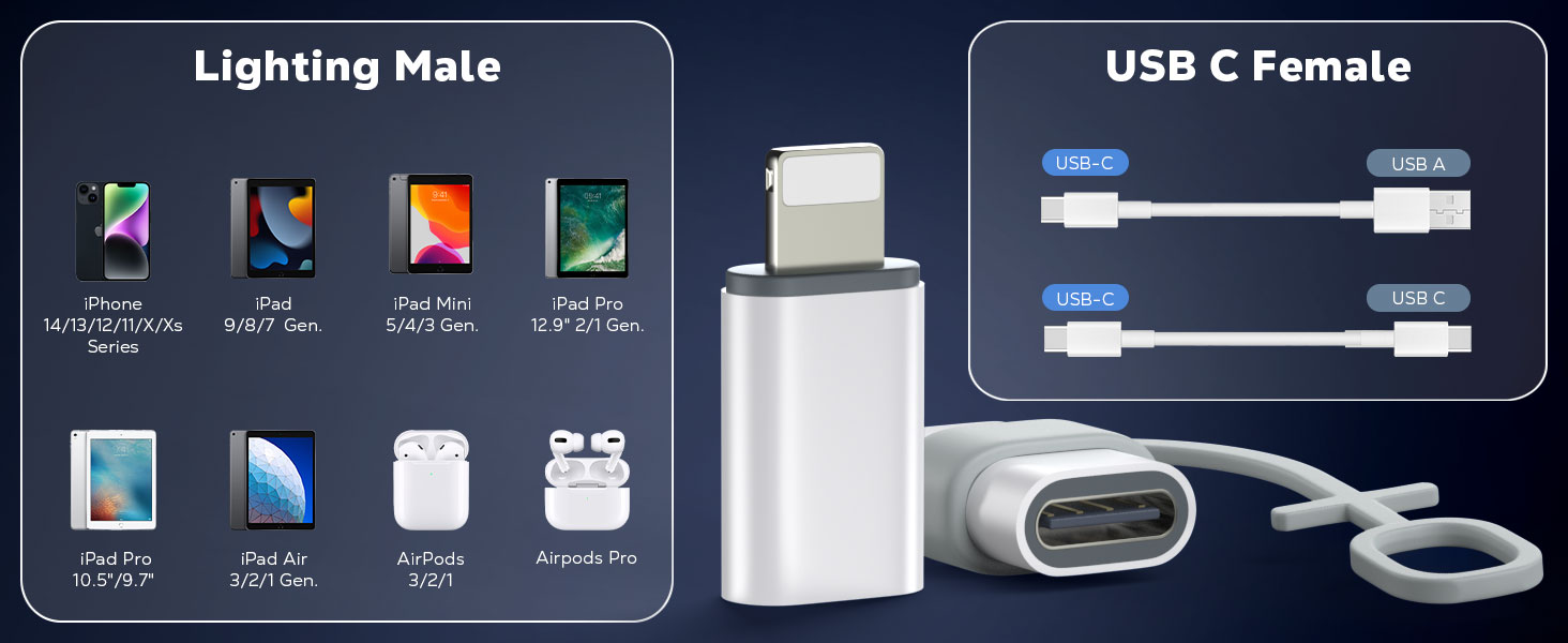 usb c female to lighting male adapter